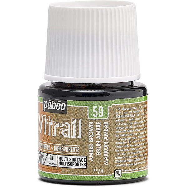 Peinture pour verre - Vitrail - Pébéo - Brun ambre - 45ml