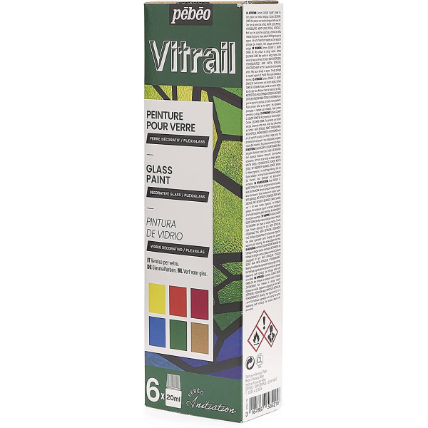 Coffret - Peinture pour verre - Vitrail - Pébéo - 6 x 20ml - Assortiment