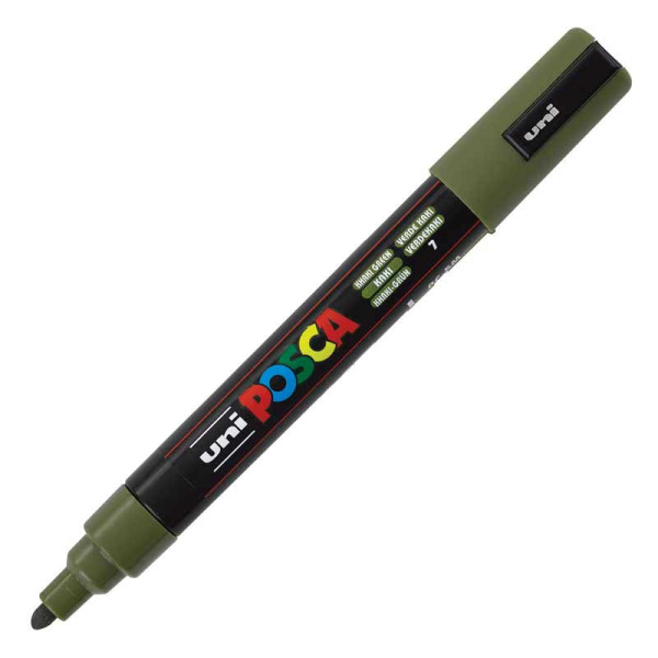 photo-Marqueur Posca PC-5M vert kaki | pointe moyenne conique