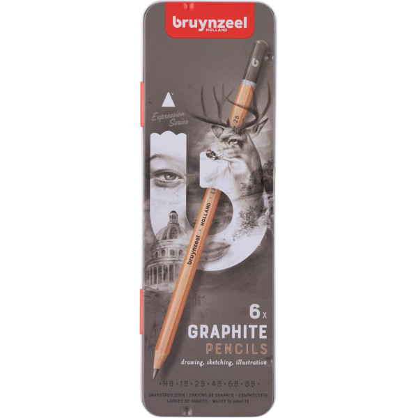photo-Crayons graphite - 6 modèles de HB à 8B - Dessin, esquisse, croquis - Bruynzeel