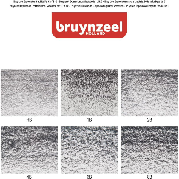 Crayons graphite - 6 modèles de HB à 8B - Dessin, esquisse, croquis - Bruynzeel