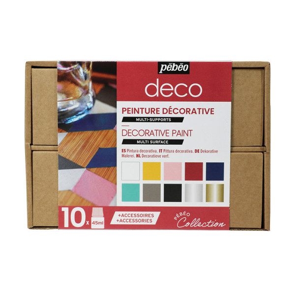 Coffret - peinture décorative tous supports - Pébéo - Déco - 10x45ml - Assortiment | Artmania