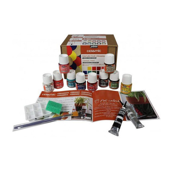 Coffret - peinture pour céramique - Pébéo - Ceramic - 10x45ml - Assortiment