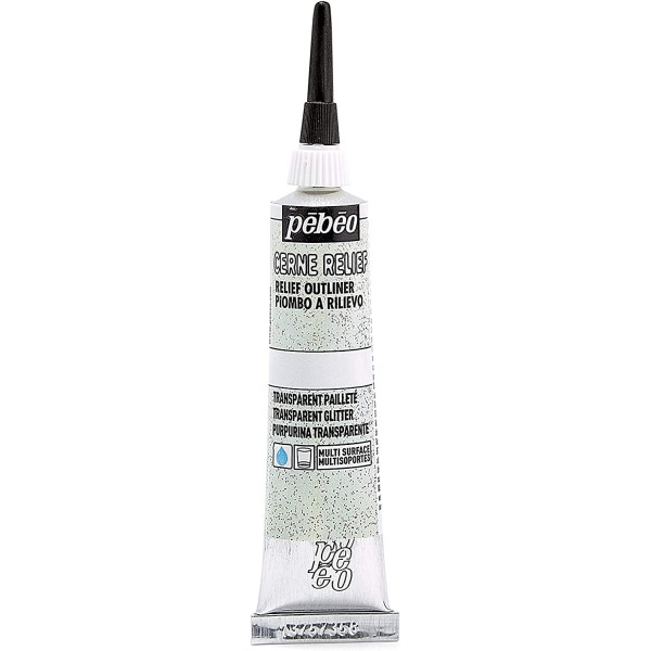 photo-Tube de Cerne Relief - Transparent pailleté - Pébéo - 20 ml