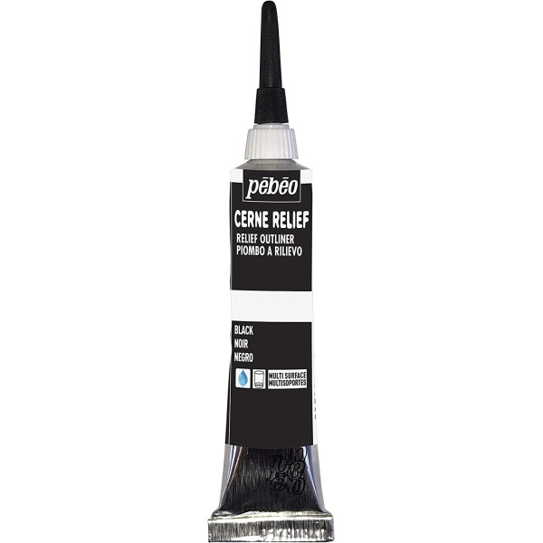 photo-Tube de Cerne Relief - Noir - Pébéo - 20 ml