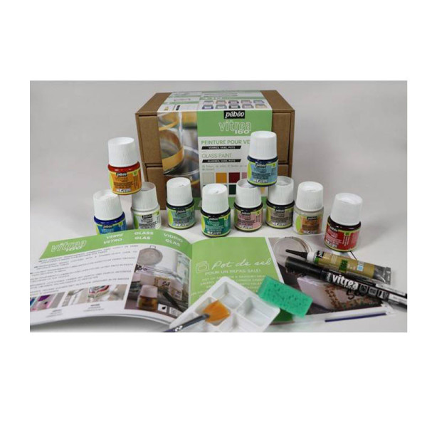 Coffret - peinture pour verre - Pébéo - Vitrea 160 - 10x45ml - Assortiment