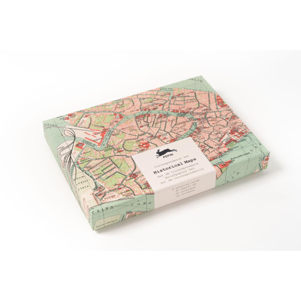 photo-Coffret de correspondance - Papier à lettres + enveloppes + autocollants - Cartes anciennes