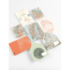 Coffret de correspondance - Papier à lettres + enveloppes + autocollants - Cartes anciennes