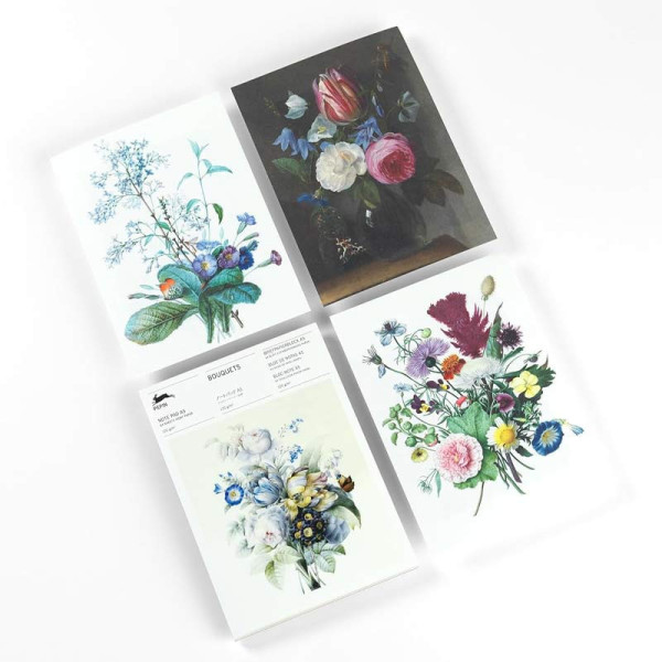 Bloc-notes - A5 - 64 feuilles papier ivoire - 120g - Avec illustrations de bouquets de fleurs