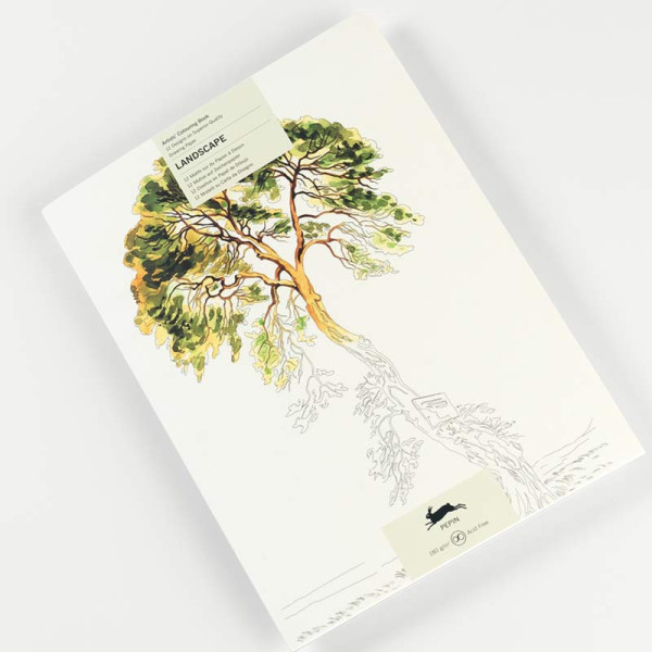 photo-Livre de coloriage - Beaux-arts - Adulte - Aquarelle et crayons - Illustrations de paysages - 12 modèles