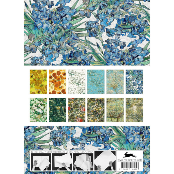 Papiers créatifs - Œuvres de Van Gogh - Scrapbooking - 12 feuilles - 50x70cm
