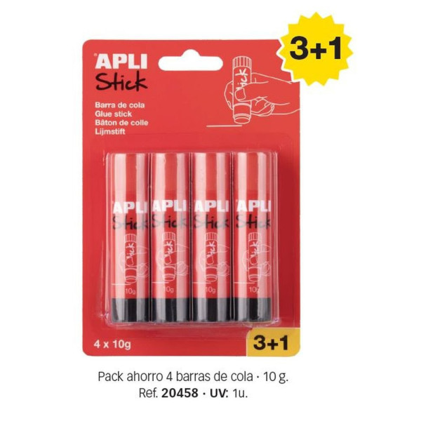 photo-Bâtons de colle - Blanche - 10g - Lot de 4 tubes - Idéal scolaire, loisirs créatifs - Apli