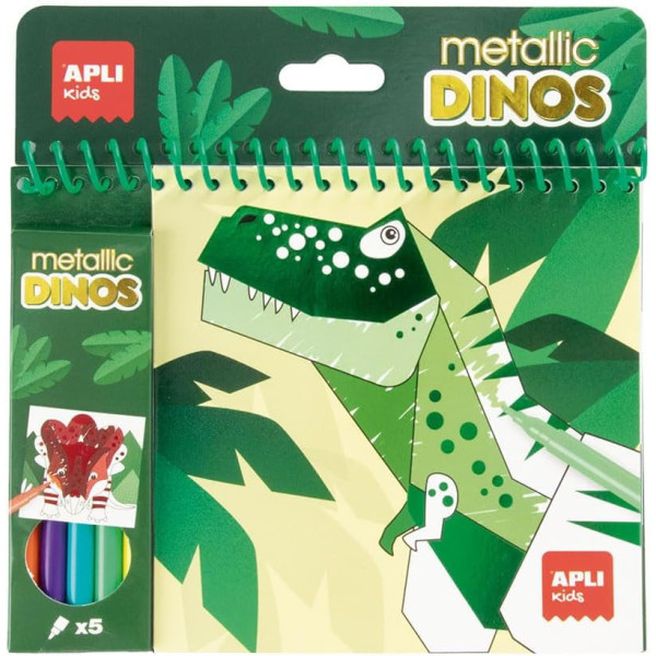 photo-Coloriage - Dinosaures - 5 feutres + 20 illustrations - Dès 3 ans - Apli Kids
