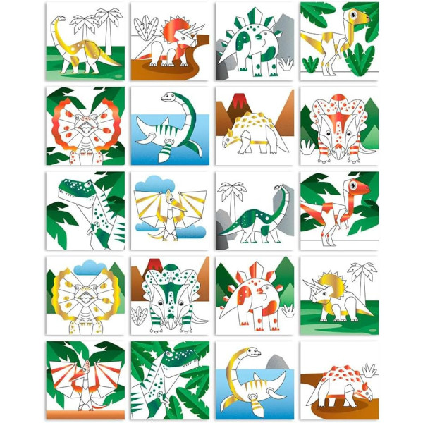 Coloriage - Dinosaures - 5 feutres + 20 illustrations - Dès 3 ans - Apli Kids