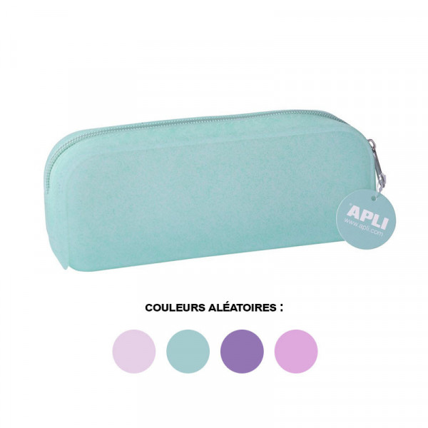 Trousse scolaire - Rectangulaire - Paillettes - Rose - Vert - Violet - Silicone - Apli