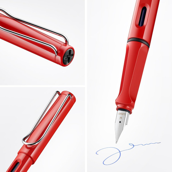 Stylo plume - Mine moyenne M - Gaucher - LAMY - Safari - Rouge - Rechargeable