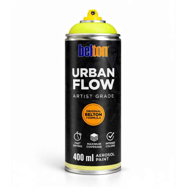 photo-Bombe de peinture - Vert jaune - Belton - Urban Flow - 400ml - Haute couvrance