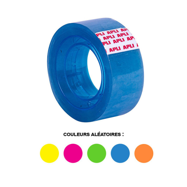 Rubans adhésif transparent 19mmx20m couleurs fluo