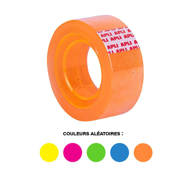 Rubans adhésif transparent 19mmx20m couleurs fluo