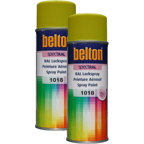 photo-Lot de 2 bombes de peinture Belton Spectral RAL1018 Jaune zinc 400ml