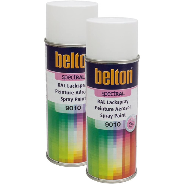 photo-Lot de 2 bombes de peinture Belton Spectral RAL9010 Blanc pur brillant 400ml