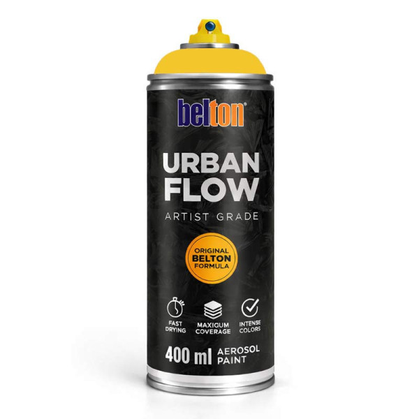 photo-Bombe de peinture - Jaune signal - Belton - Urban Flow - 400ml - Haute couvrance