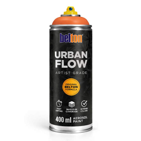 photo-Bombe de peinture - Rouge orangé clair - Belton - Urban Flow - 400ml - Haute couvrance