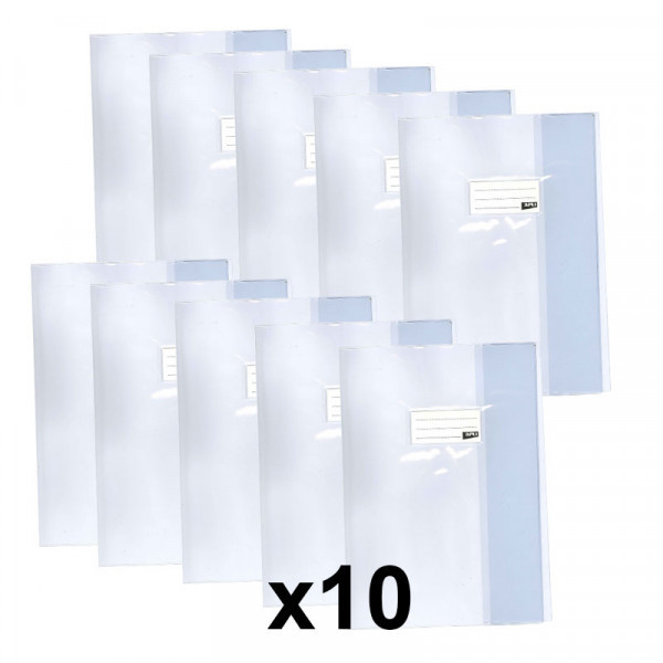 photo-Lot de 10 protège-cahiers 24 x 32 cm grand cahier plastique transparent Apli