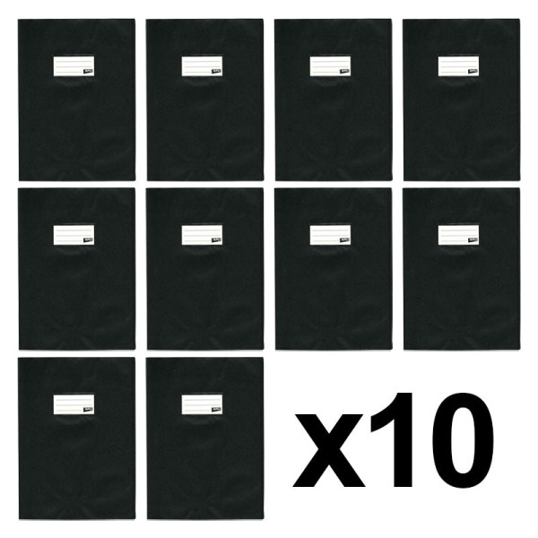 photo-Lot de 10 protège-cahiers 21 x 29,7 cm A4 plastique noir Apli