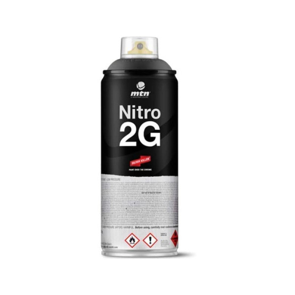 Bombe de peinture noir goudron mat nitro 2G 400ml | Artmania