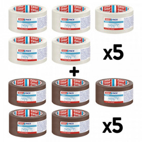 Lot de 10 rubans emballage adhésif 66m x 50mm transparent et havane | Artmania