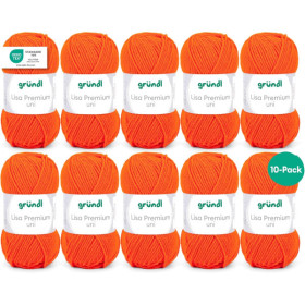 photo-10 pelotes de laine - Orange - 11 - 100% acrylique - 3,5/4,5 mm - Gründl - Lisa Premium