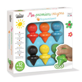 photo-Crayons de couleur - Ergonomiques - Dès 12 mois - 6 couleurs - Coloriage