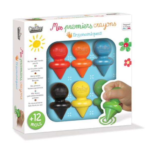 photo-Crayons de couleur - Ergonomiques - Dès 12 mois - 6 couleurs - Coloriage