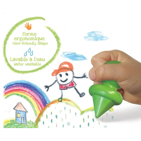 Crayons de couleur - Ergonomiques - Dès 12 mois - 6 couleurs - Coloriage