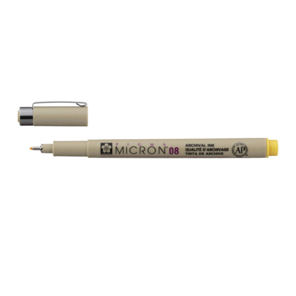 photo-Feutre - Pointe fine - 0,5mm - Jaune - Pigma Micron 08 - Sakura - Dessin