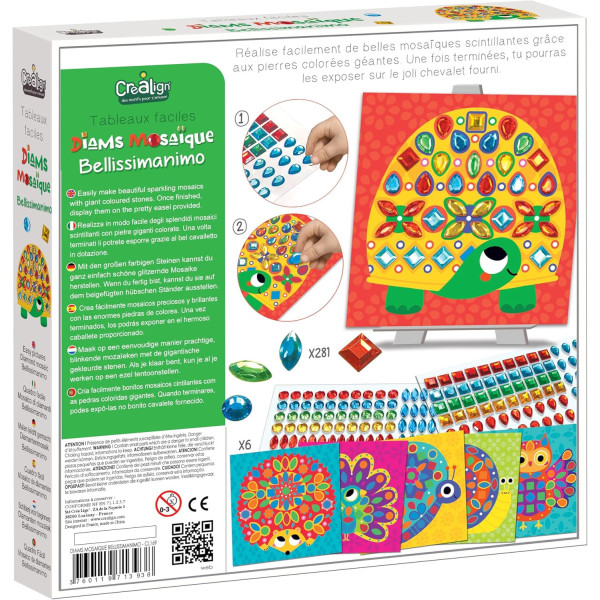 Jeu créatif - Mosaïque à coller - 6 tableaux à créer - Dès 3 ans - Loisirs créatifs enfant