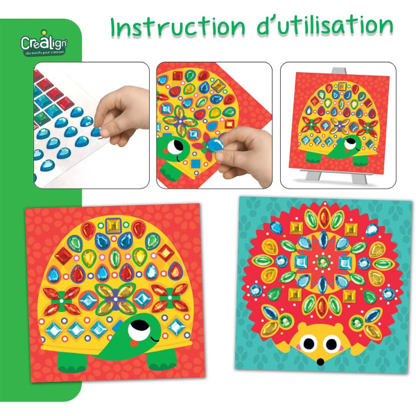 Jeu créatif - Mosaïque à coller - 6 tableaux à créer - Dès 3 ans - Loisirs créatifs enfant