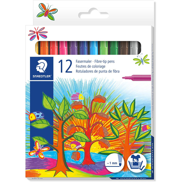 photo-12 feutres de coloriage - Pointe moyenne - Coloris assortis - Staedtler - Noris 325