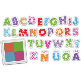 Tampons - Lettres de l'alphabet - Dès 4 ans - Encreur 4 couleurs - Jeu éducatif
