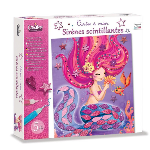 photo-Jeu créatif - Cartes pailletées - Dès 5 ans - 6 tableaux sirènes - Activité manuelle