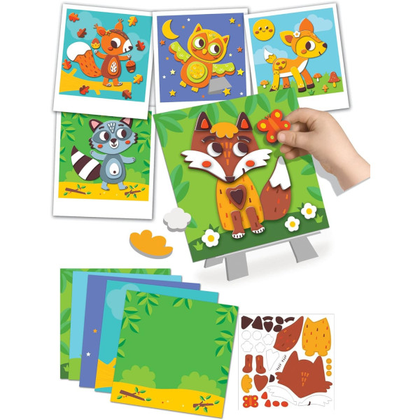 Jeu créatif - Tableaux à décorer - 5 modèles animaux de la forêt - Dès 3 ans - Activité manuelle