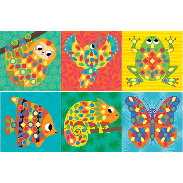 Jeu créatif - Mosaïque à coller - 6 tableaux à créer - Dès 3 ans - Loisirs créatifs enfant