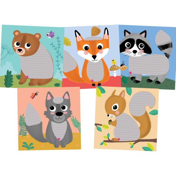 Jeu créatif - Cartes à décorer avec de la laine - 5 modèles animaux - Dès 3 ans - Activité manuelle