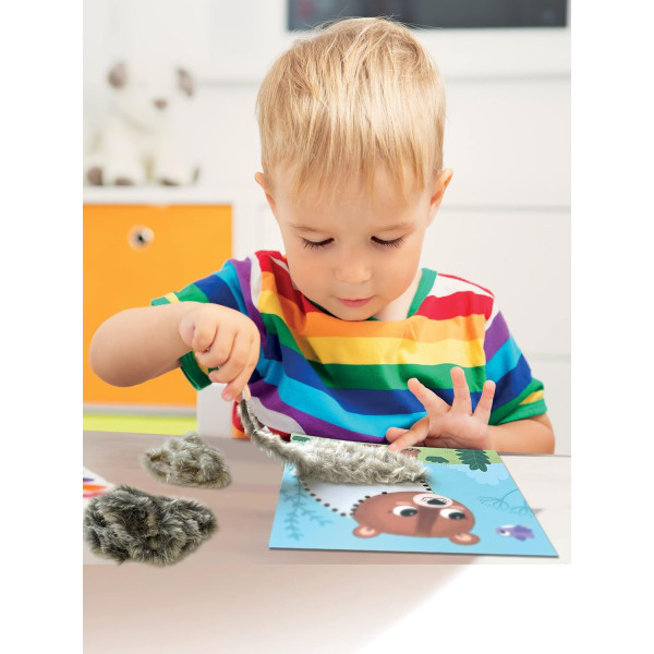 Jeu créatif - Cartes à décorer avec de la laine - 5 modèles animaux - Dès 3 ans - Activité manuelle