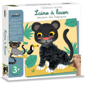photo-Jeu créatif - Cartes à décorer avec de la laine - 5 modèles animaux - Dès 3 ans - Activité manuelle