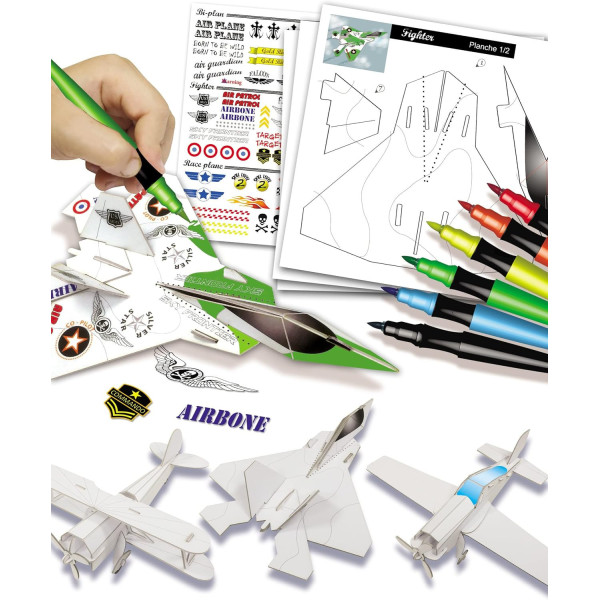 Maquettes - Avions à construire et décorer - Montage facile - Dès 6 ans - Activité manuelle