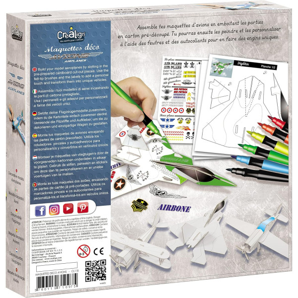 Maquettes - Avions à construire et décorer - Montage facile - Dès 6 ans - Activité manuelle