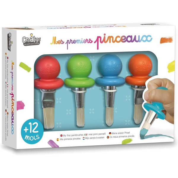 photo-Pinceaux - Ergonomiques - Dès 1 an - 4 pinceaux - Eveil enfant - Facile à utiliser