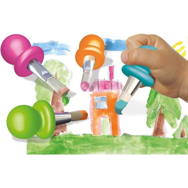 Pinceaux - Ergonomiques - Dès 1 an - 4 pinceaux - Eveil enfant - Facile à utiliser